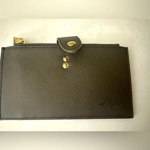 Gray Card Holder with Gold Details